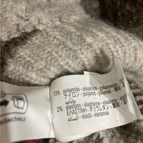 Zara Wool Blend Sweater Size Large Boucle Knit Circle Print Oversized Grey Brown - Picture 12 of 12